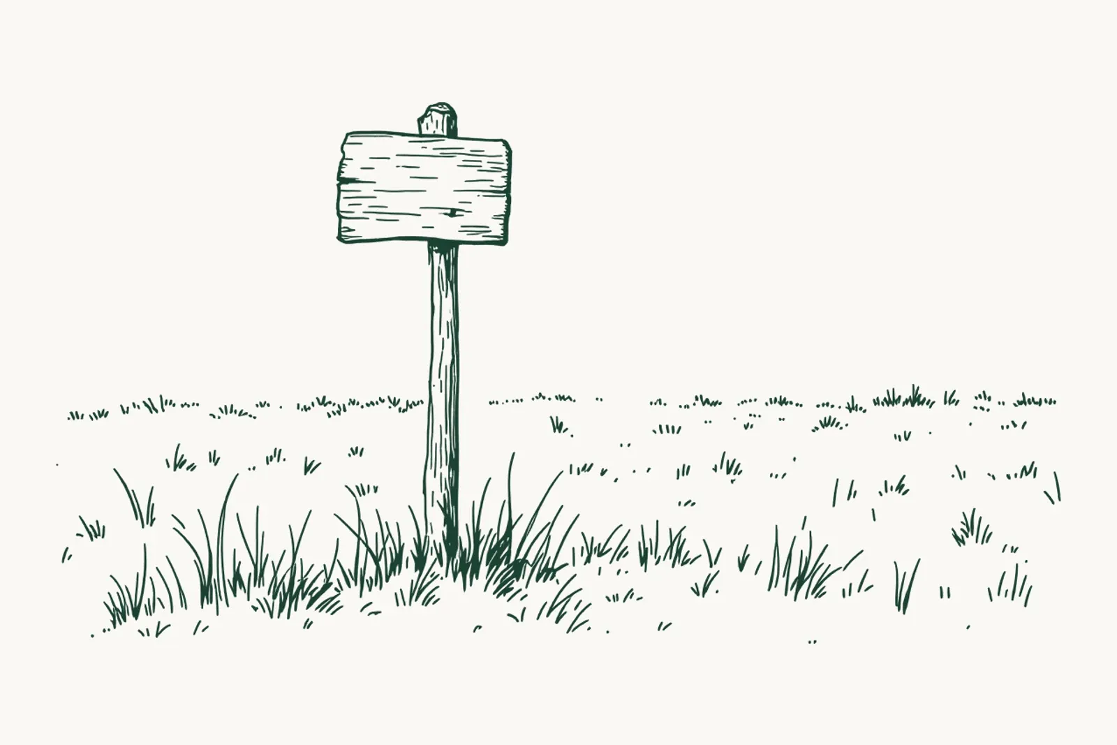 A wooden signpost at the entrance to a field, a numbered pitch marker and a folded map.